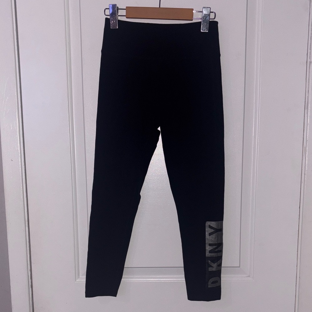 DKNY Black Capris with Silver Logo